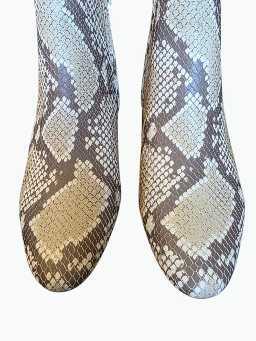 Ralph Lauren Wynne II Snake Print Leather Ankle Boots 10B Python Block Heel NIB